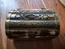 Vintage Knochen Schmuckschatulle, handgeschnitzt, antikes Messing