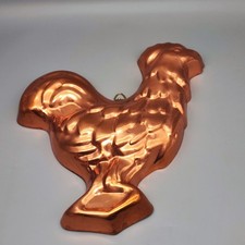 alte Backform Kupfer innen verzinnt Hahn. ca. 28 h und br. 22 cm Deko Zierde