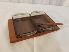 Rauchglas Teakholz Schalen mit