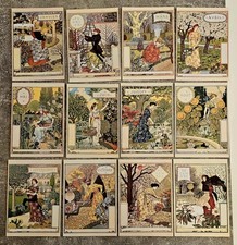 12 PK - Eugene GRASSET -  "La Belle Jardiniere" - Alle 12 Monate - Künstler-AK 