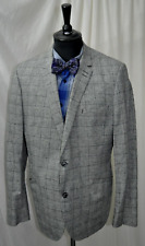 WESTBURY premium SAKKO Slim Fit LEINEN/COTTON Gr.54, XL GLENCHECK Silver/Black