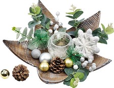 Teelichthalter Set Star Weltbild Holzstern Effektglas Dekoration Ø 31,5cm B-WARE