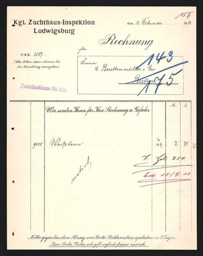 Rechnung ludwigsburg 1913 - rechnung,