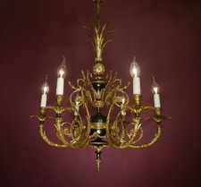 Empire Kronleuchter Messing 6 Lampen Schwarzlack hochwertig verarbeitet!