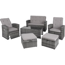 Rattan Lounge Bari Rattan-Lounge Lounge-Set Lounge-Gruppe Sitzgruppe grau B-Ware