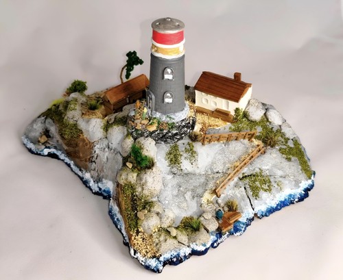 Miniatur insel mit leuchtturm - miniatur-insel,