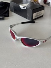 Original Vintage Oakley Minute Full set - White Chrome +Red Lens Sonnenbrille 