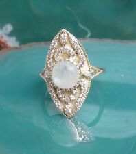 Ω Ring viktorianischer Stil Silber 925 Mondstein weiß Stein des Juni Gr 16,8