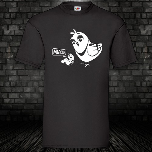 Miaow vogel und wurm shirt - miaow, t-shirt