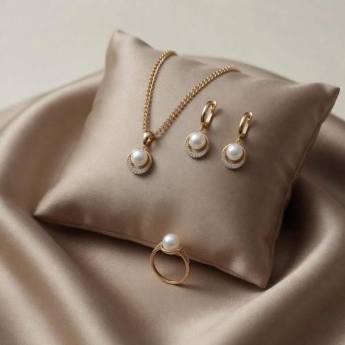 Roségold perlen schmuckset - roségold,