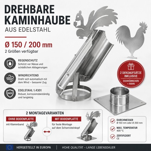 Drehbare kaminhaube ø150 200 - drehbare, Ø150/200