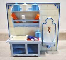 Möbel - Playmobil Nostalgie Puppenhaus 5300 /5305 - Rosa Serie Badezimmer/Küche