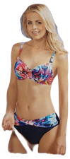 Naturana Frauen Bademode Bügel Bikini marine-bleu-lila-pink Cup F Gr. 38