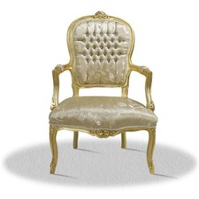 Barock Stuhl Gold Stoff luxus