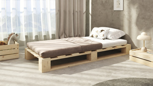 Palettenbett aus holz holzbett - palettenbett,