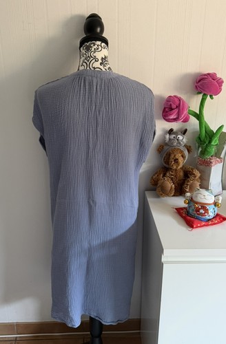 Musselin freizeit kleid blau - musselin,