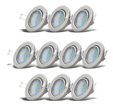 LED Decken Einbau Spot Lampe Leuchte 10er Set GU10 silberfarben Metall 8,6x7cm