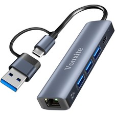 USB LAN Adapter 1000M – RJ45 Gigabit, 5 in 2 Multiport Hub für Maximalverbindung