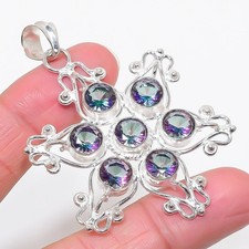 Handgefertigter mystischer Topas Edelstein 925 Sterlingsilber Schmuck Anhänge...