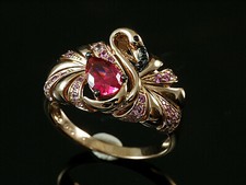 925 Silberring mit Zirkonia Steinen Weiß Pink und Schwarz  
