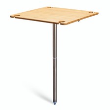 Camping Picknick höhenverstellbar Beistelltisch Bambus Tischplatte mit Erdspieß 