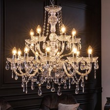 Pompöser Kronleuchter CRYSTAL 80cm klar Acryl 15-armig Lüster Hängelampe Lampe