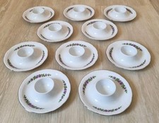 Mitterteich 10 x Eierbecher mit Schalenablage Form 110 Veilchen Platin-Rand