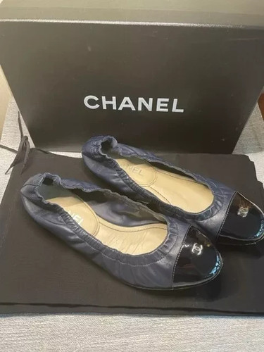 Chanel leder ballerinas - chanel, 37,5c