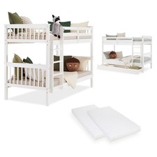 Etagenbett 90x200 Kinderbett mit Bettkasten und Matratze Holz Weiß Homestyle4u