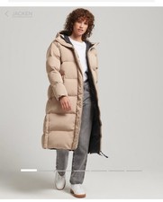 Superdry warmer Steppmantel Pufferjacke 40 Hellbeige NEU NP 199€