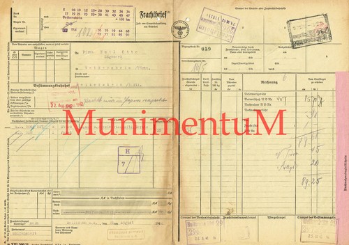 Frachtbrief 1942 gebrüder - frachtbrief,