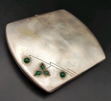 Jugendstil Zigaretten Etui Cigarette Case chrysopras grün 800 silber antik 