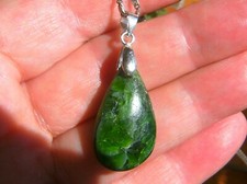 Russland 22 ct. smaragdgrüner Chromdiopsid Gold Silber Anhänger 3,5 x 1,5 cm