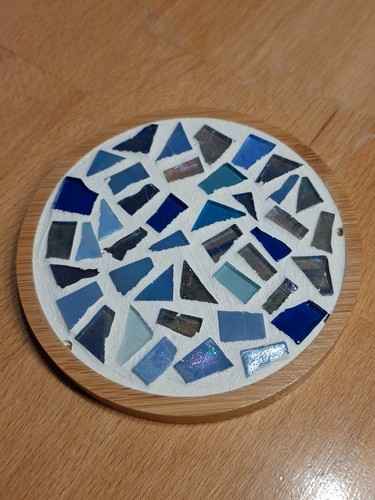 Mosaik untersetzer rund blau - untersetzer,