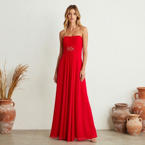 Abend glam maxi abendkleid rot - abendkleid,