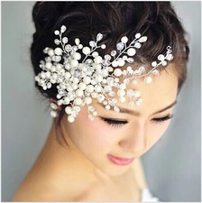 Braut Haarschmuck Haargesteck Dame Hochzeit Kopfschmuck Perlen Silber Gold
