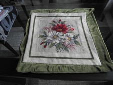 Vintage Zierkissen Sofakissen Samt Gobelin Stickerei