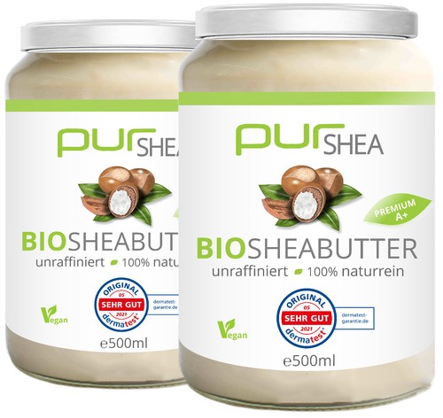 2x500ml glas bio sheabutter - 2x500ml,