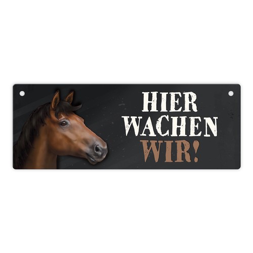 Metallschild mit pferd motiv - mit,