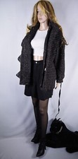 Vtg. H.White Magee Donegal Tweed Mantel Coat Look Feel Cashmere Silk Mohair Gr M