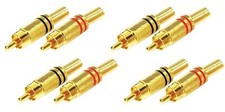 8x Cinch Metall Stecker Rot & Schwarz male vergoldet Chinch Cynch RCA löten ADM