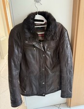 MILESTONE Damen Lederjacke Braun mit Fellkragen – Echtleder Gr.40