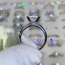 2,83 ct Princess Cut Moissanit Solitär Verlobungsring 14k Weißgold plattiert