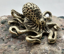 Kupfer Messing Figur Oktopus  Kupfer Mikroskulpturen Tintenfisch Krake Feng Shui