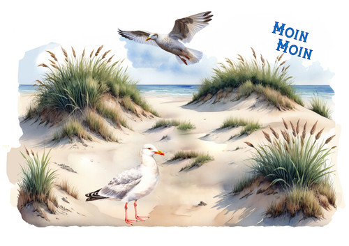 Möwen auf strand - möwen,
