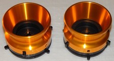 2x NAB ADAPTER Revox Bauart ALUKELCHE Gold Hochglanz poliert 26,5cm Spulen Neu!