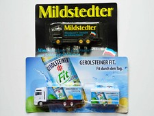 2 LKWs mit Mineralwasser Werbung „Mildstedter + Gerolsteiner“ Werbemodelle 1:87.