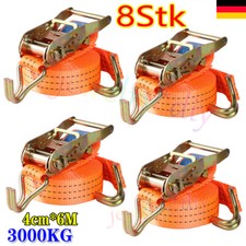 Spanngurte mit Ratsche und Haken 8 x 3000kg 6m 3t Zurrgurte TÜV GS zweiteilig DE