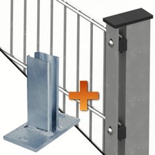 Zaunmatten Pfosten Abdeckleiste Bodenplatten Fussplatten Zaunanlage Gittermatten