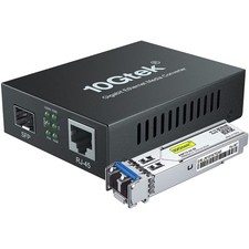 Gigabit Ethernet Medienkonverter SFP LX 20km Single-Mode Dual LC Glasfaser Neu 